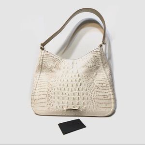 Brahmin Large Ivory Leather Hobo Bag